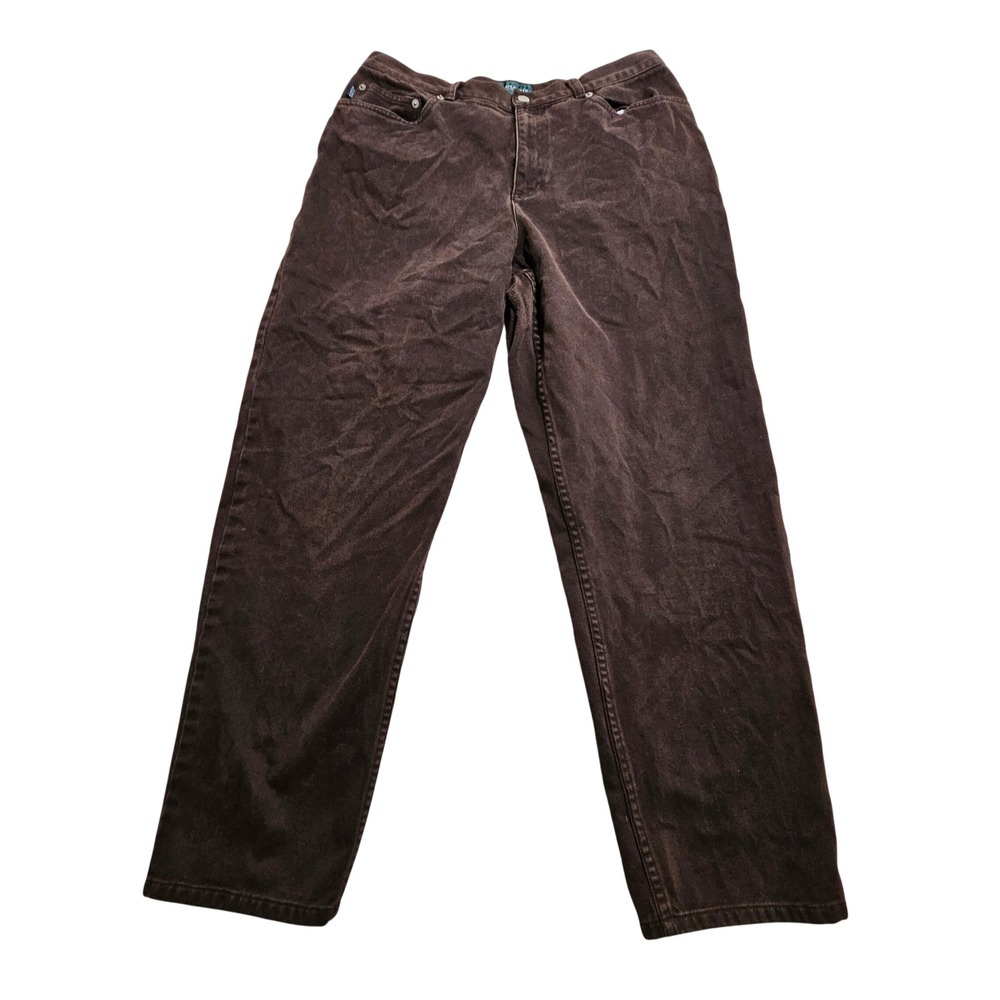 Lauren Ralph Lauren Pants Women 16 Brown Straight Leg High Rise Cotton Jeans‎